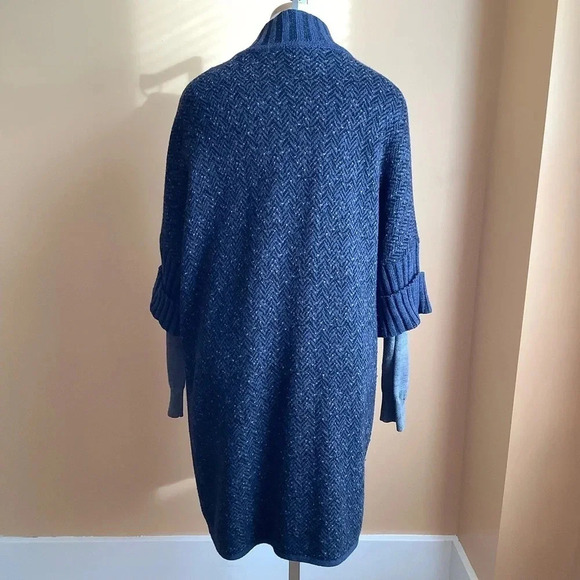 CHIARAMENTE Navy Tweed Duster Cardigan Size M - Picture 4 of 15